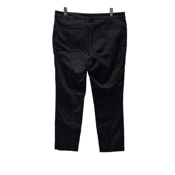 Anthropologie Essential Slim Crop Black Velvet Trouser Pants Size 12 - Picture 3 of 5